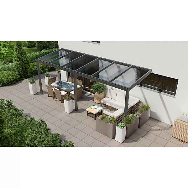 Terrassenüberdachung Professional 600 cm x 250 cm Anthrazit Struktur PC Kla günstig online kaufen