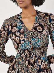 Apricot Druckkleid gemustertes Minikleid, mit Smokdetails günstig online kaufen