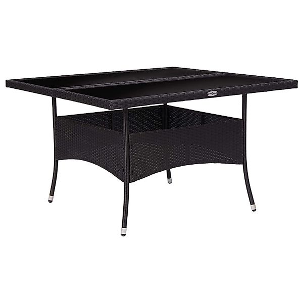 vidaXL Garten-Esstisch Schwarz Poly Rattan und Glas 46189 günstig online kaufen