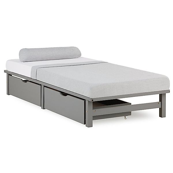 Homestyle4u Bettkasten 2er Set in Grau 82x22 53 cm 2197 günstig online kaufen