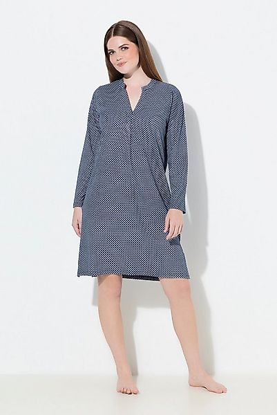 Ulla Popken Nachthemd Nachthemd Muster Rundhals Langarm günstig online kaufen