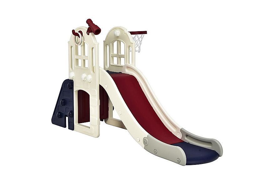COSTWAY Rutsche 6 in 1 Kinder Rutschbahn, mit Leiter, Basketballkorb&Tunnel günstig online kaufen