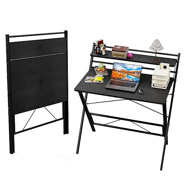 JEOBEST Computertisch Klappbarer Schreibtisch mit Regal, günstig online kaufen