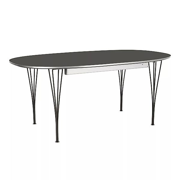 Fritz Hansen - B619 Super-elliptischer Tisch Laminat ausziehbar - grau brom günstig online kaufen
