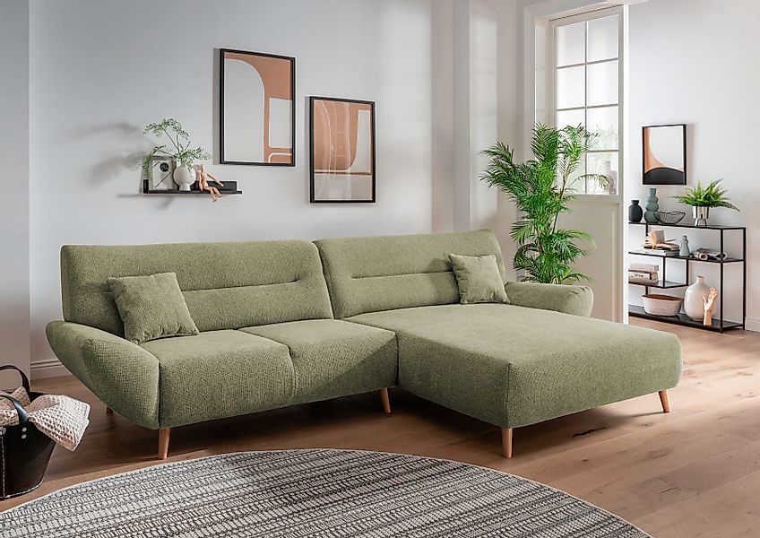 INOSIGN Ecksofa »Drago, elegant und zeitlos, komfortabel, Holzfuß, L-Form«, günstig online kaufen