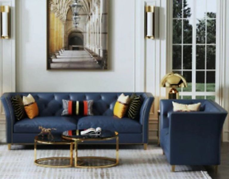 JVmoebel Sofa Klassisches Chesterfield Design Sofagarnitur 3+1 Sofa Couch P günstig online kaufen