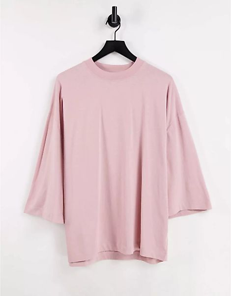ASOS DESIGN – Oversize-T-Shirt mit weiten Ärmeln in Rosa günstig online kaufen