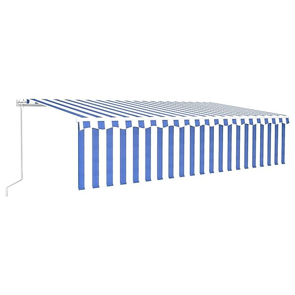 furnicato Markise Manuell Einziehbar mit Rollo 6x3 m Blau & Weiß günstig online kaufen