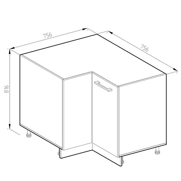 Vicco Eckunterschrank R-Line, Weiß Hochglanz/Anthrazit, 75.6 günstig online kaufen