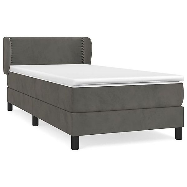 vidaXL Boxspringbett, Boxbett mit Matratze Dunkelgrau 90x200 cm Samt günstig online kaufen