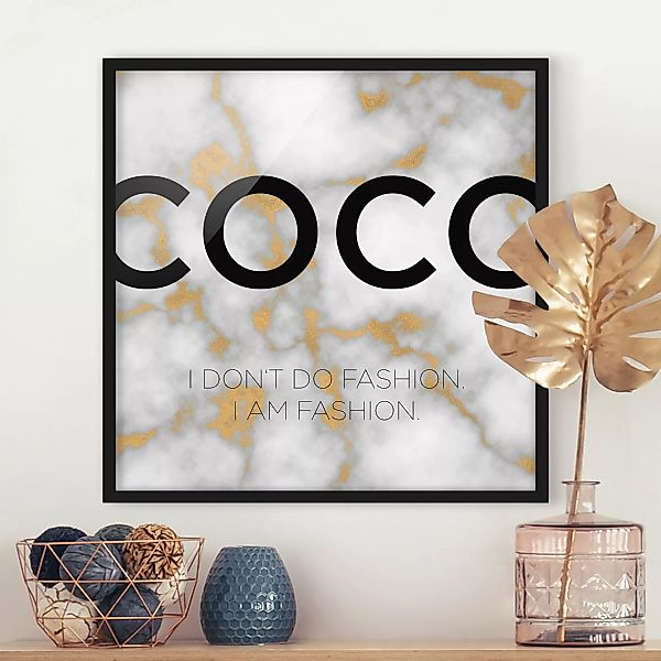 Bild mit Rahmen Spruch - Quadrat Coco - I don't do fashion günstig online kaufen