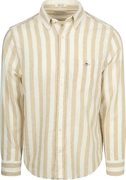 Gant Cotton Linen Hemd Stripe Beige - Größe M günstig online kaufen