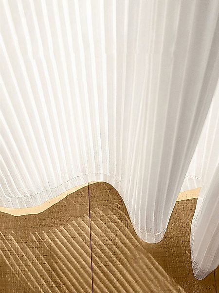 Simloveve Gardine Gestreiftes Muster Vorhänge Weiß Ösenvorhang 2er-Set (2 S günstig online kaufen