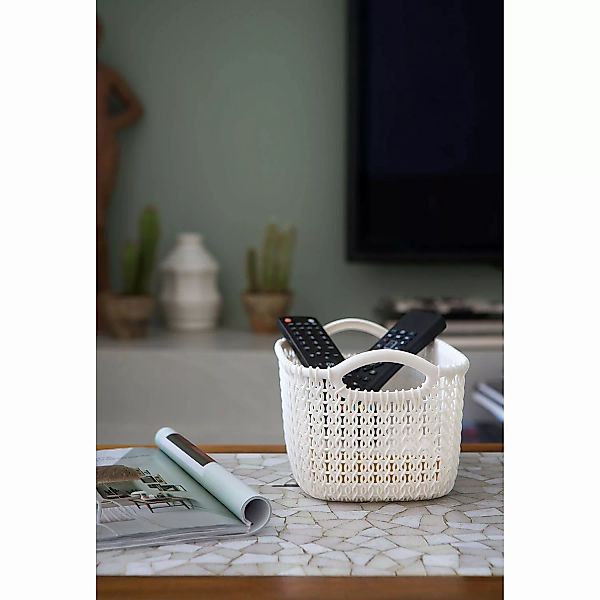 home24 Curver Aufbewahrungsbox Knit S Kunststoff Sandgrau 30x17x22 cm (BxHx günstig online kaufen