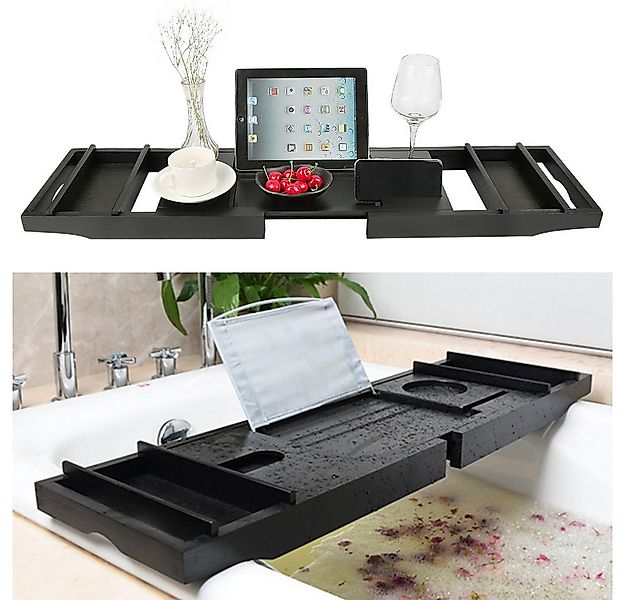 JEOBEST Badewannenablage Verstellbar Badewannenbrett mit Buchstützen, Bambu günstig online kaufen