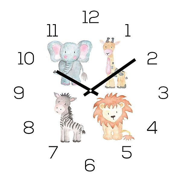 Levandeo® Wanduhr (Wanduhr Zootiere 30x30cm Glas günstig online kaufen