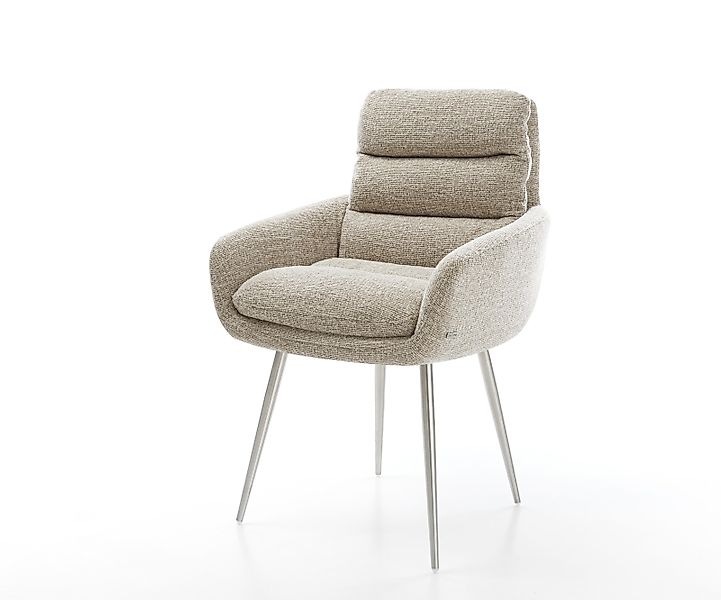 Esszimmerstuhl Abelia-Flex mit Armlehnen Webstoff Soft Beige 4-Fuß konisch günstig online kaufen