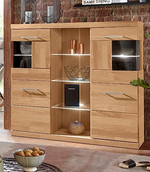 Home affaire Highboard "Ribe,120cm breit,112cm hoch,12 Fächer", Holz massiv günstig online kaufen