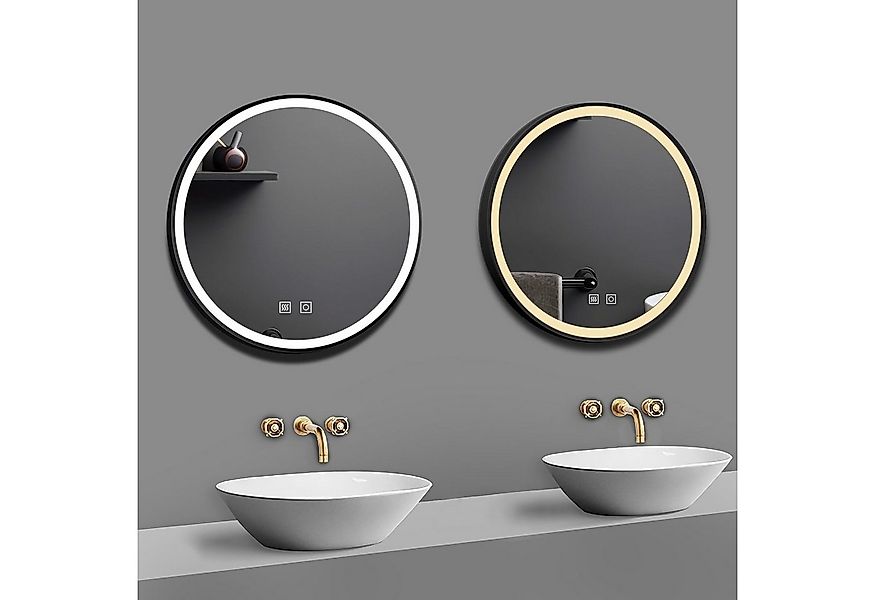 duschspa Badspiegel Runder Spiegel mit Schwarz Rahmen 60/70/80cm Badezimmer günstig online kaufen