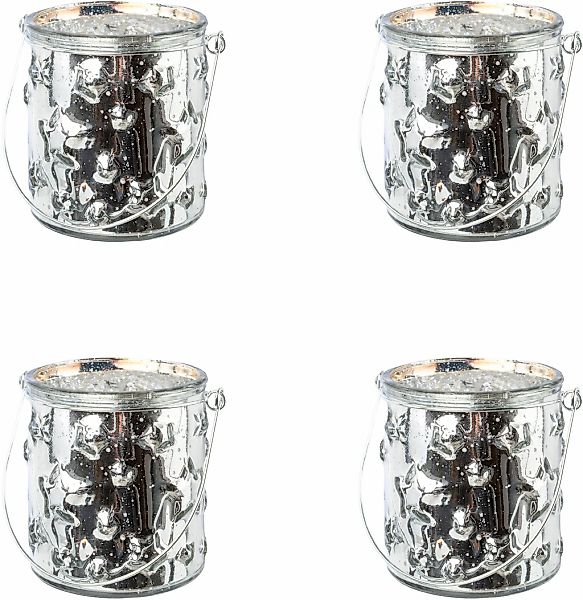 Creativ deco Windlicht "Weihnachtsdeko" Glas mit Stern-Struktur günstig online kaufen