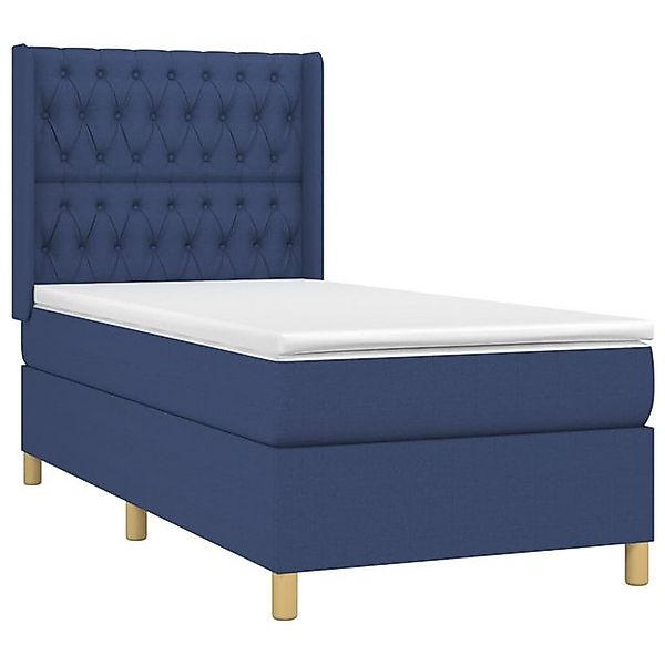 vidaXL Bett Boxspringbett mit Matratze & LED Blau 90x190 cm Stoff günstig online kaufen