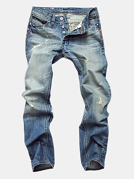 Lässige, gerippte, gefaltete, gerade gewaschene Jeans für Männer günstig online kaufen
