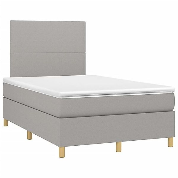 vidaXL Boxspringbett, Boxbett mit Matratze Hellgrau 120x190 cm Stoff günstig online kaufen