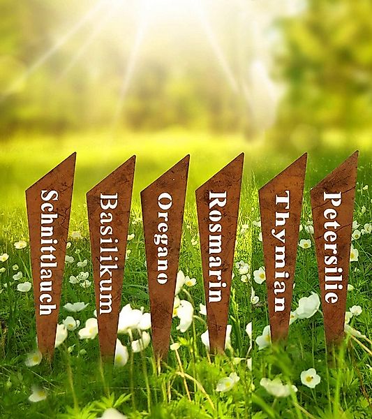 LB H&F Lilienburg Gartenstecker 6er SET Kräuterstecker Metall Metallstecker günstig online kaufen