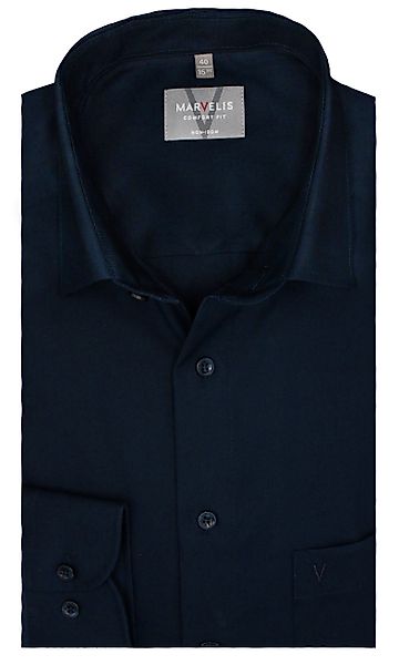 MARVELIS Businesshemd Comfort Fit, Dunkelblau, Bügelfrei, günstig online kaufen