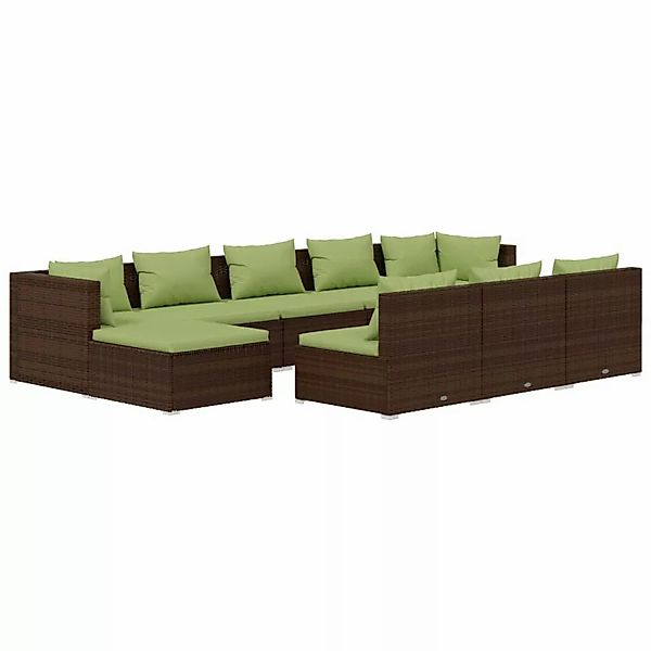 vidaXL 10-tlg Garten-Lounge-Set mit Kissen Braun Poly Rattan Modell 8 günstig online kaufen