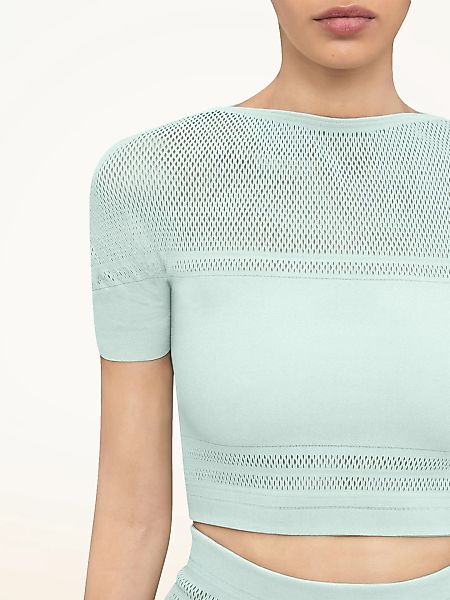 Wolford - Net Lines Top Short Sleeves, Frau, aqua, Größe: S günstig online kaufen