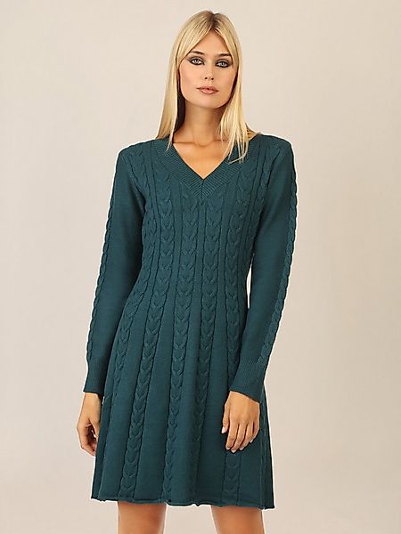 Apart Strickkleid mit Zopfmuster und V-Ausschnitt günstig online kaufen
