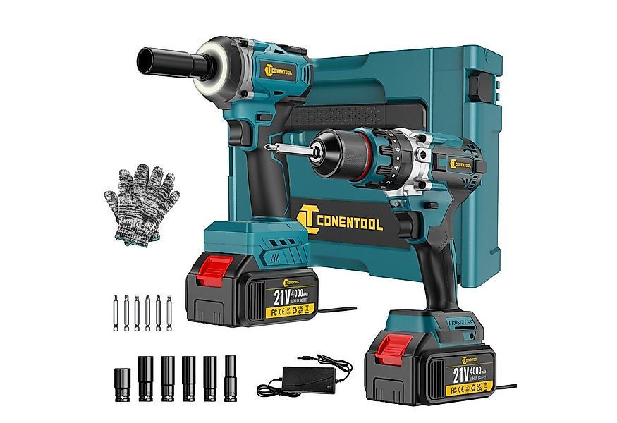 CONENTOOL Akku-Schlagschrauber Akkuschrauber und Schlagschrauber Set Werkze günstig online kaufen