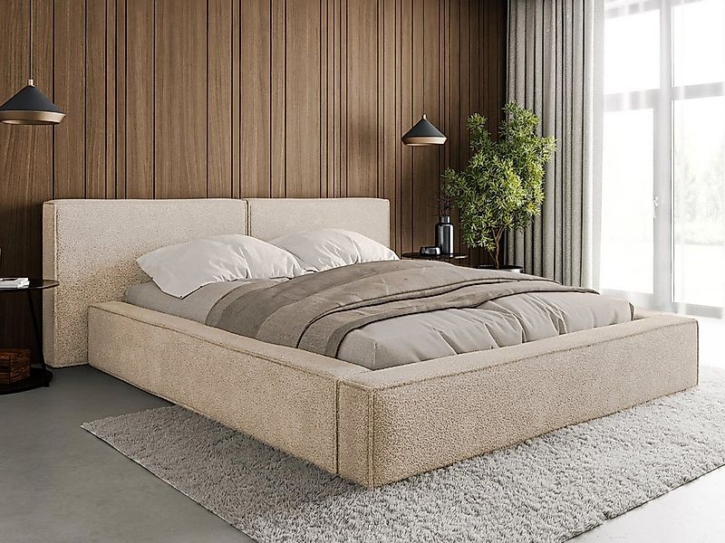Compleo Polsterbett boucle mit Bettkasten und Lattenrost, Designerbett HEVE günstig online kaufen