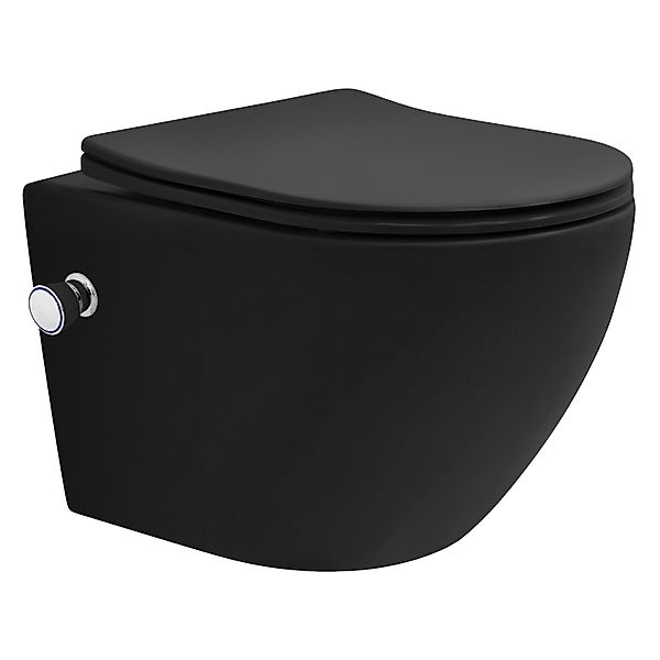 LuxeBath Wand Hänge WC Spülrandlos mit Bidet-Funktion Schwarz Matt Kurz 49c günstig online kaufen