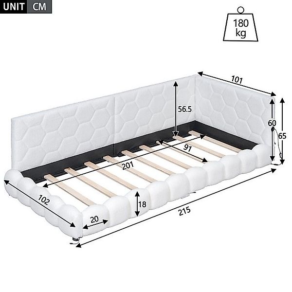 Ulife Schlafsofa Polsterbett Kinderbett mit 16 Farben Umgebungslicht, USB-A günstig online kaufen