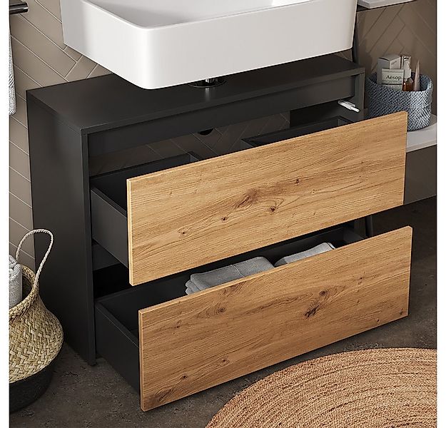 Vicco Waschbeckenunterschrank Majest, Anthrazit/Artisan, 80.1 x 62 cm mit 2 günstig online kaufen