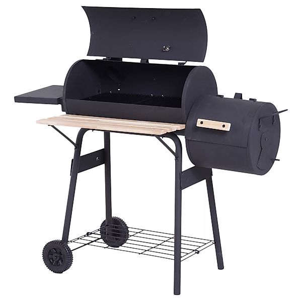 Outsunny® Smoker Grill BBQ Holzkohlengrill Grillwagen mit 2 x Brennkammer S günstig online kaufen