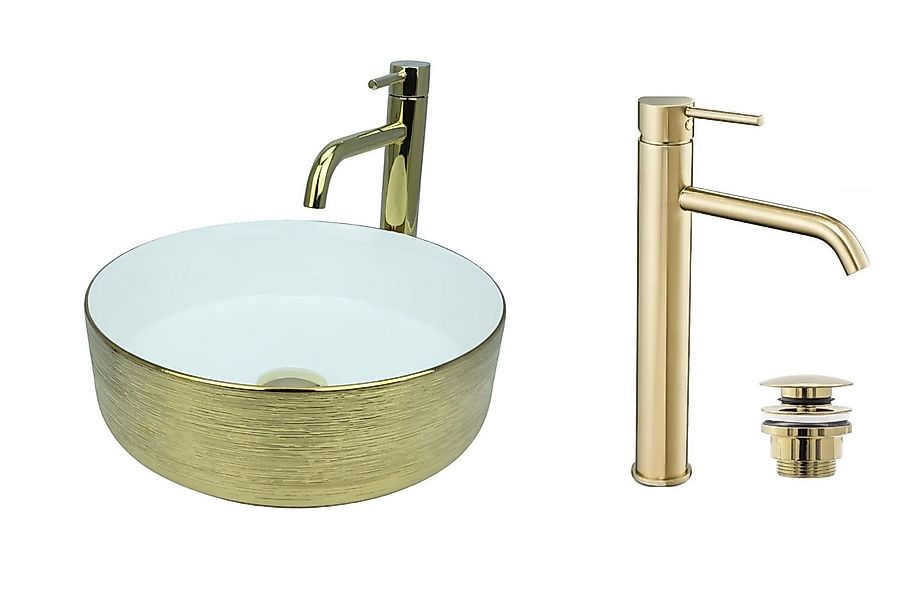 GTM Design Aufsatzwaschbecken Modern Waschbecken ohne Hahnloch für Badezimm günstig online kaufen