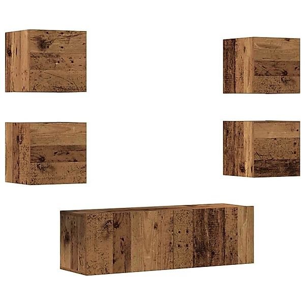 vidaXL 5-Tlg TV-Schrank-Set Wandmontage Altholz-Optik Holzwerkstoff 3329145 günstig online kaufen