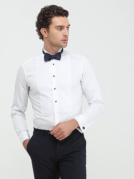 KİP Langarmhemd Weiße Slim Fit Doppel-Manschette Pferde-Kragen Smokinghemde günstig online kaufen