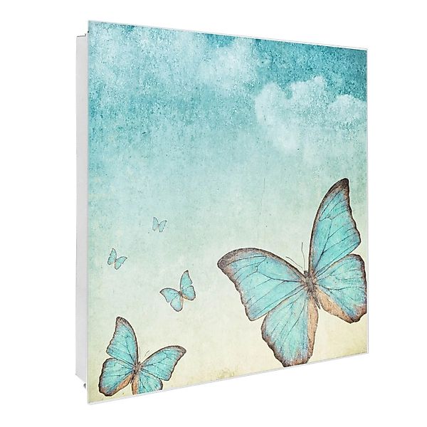 Banjado Großer Schlüsselkasten Glas 30x30cm Weiß Scharnier Rechts 50 Haken günstig online kaufen