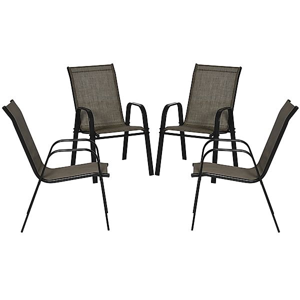 Outsunny Set 4 Gartenstühle Stapelbar platzsparend, Gartenstühle mit Armleh günstig online kaufen