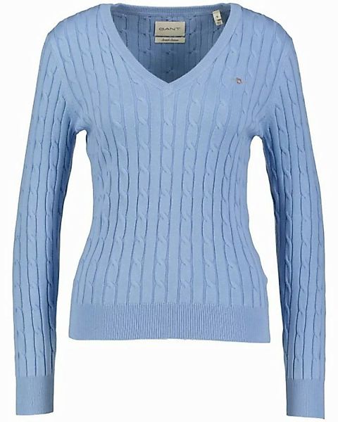 Gant Strickpullover Damen Strickpullover STRETCH COTTON CABLE V-NECK (1-tlg günstig online kaufen