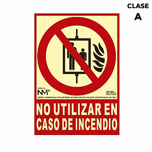 Schild Normaluz No Utilizar En Caso De Incendio Pvc (21 X 30 Cm) günstig online kaufen