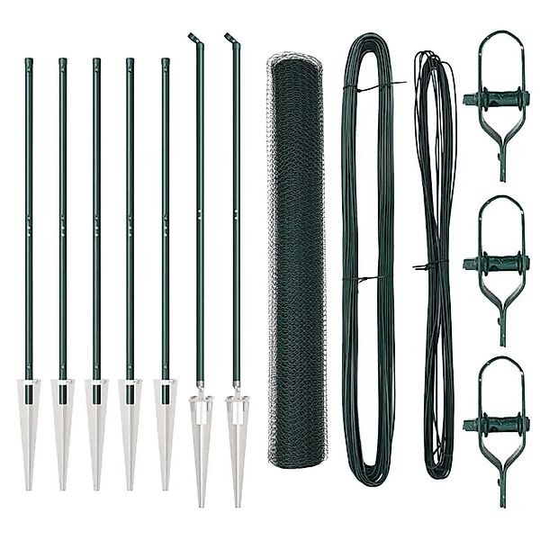 vidaXL Zaunpfosten Grün 10 x 1,2 m 13 mm Maschen Stahl und PVC 3353062 günstig online kaufen