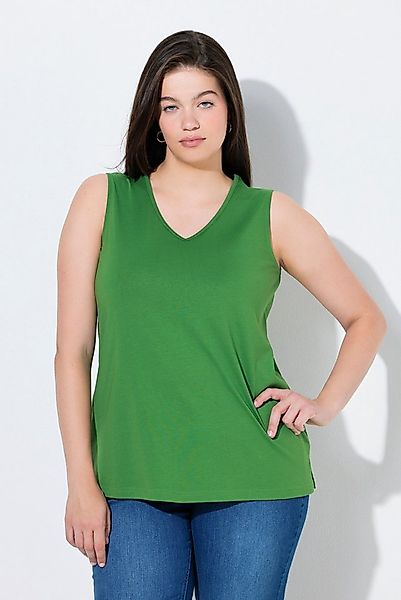 Ulla Popken Longtop Top Classic V-Ausschnitt ärmellos Biobaumwolle günstig online kaufen