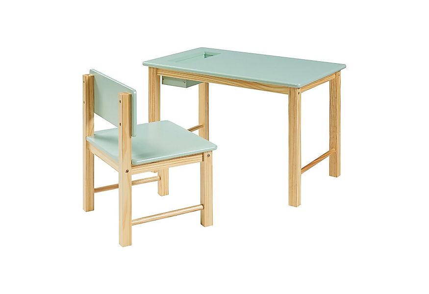 en.casa Kinderschreibtisch (Set, 2-St), »Skjåk« mit Stuhl Holz / Mintgrün günstig online kaufen