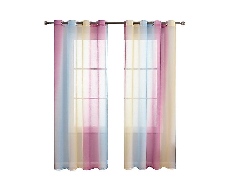 BYSURE Gardine (2 St), Ösen, transparent, Voile, Regenbogen-Vorhänge günstig online kaufen