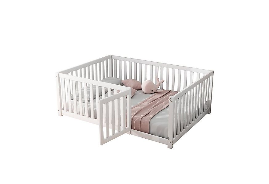 Flieks Kinderbett, Schutzgitter Rausfallschutz mit Tür 140x200cm günstig online kaufen